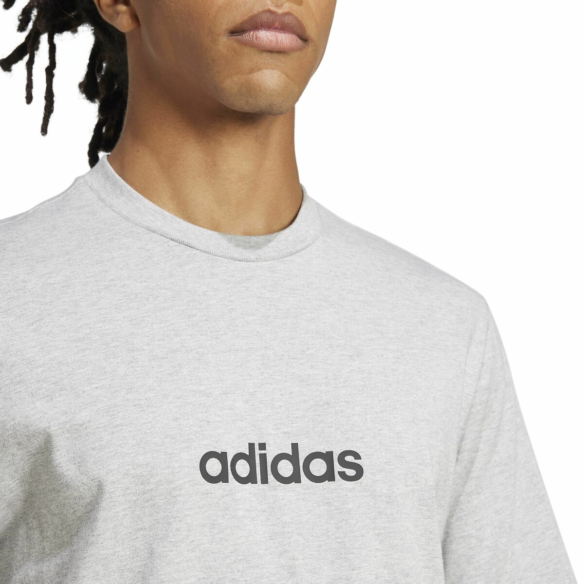 T-shirt manches courtes Essentiel Linear logo gris chiné, ADIDAS SPORTSWEAR