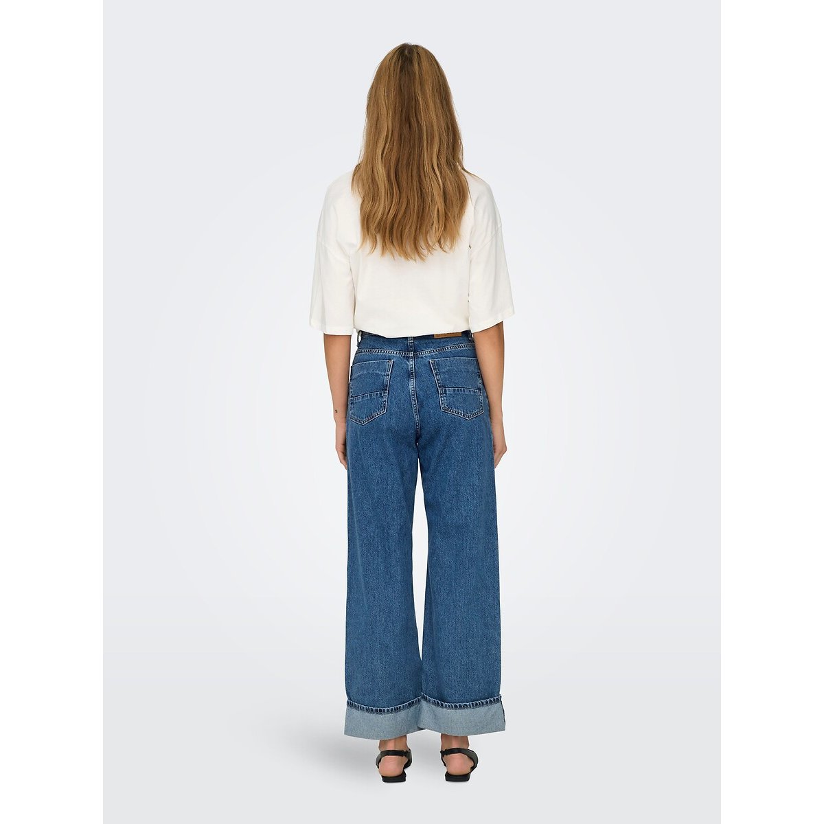 Jeans larghi, vita alta medium blue, ONLY