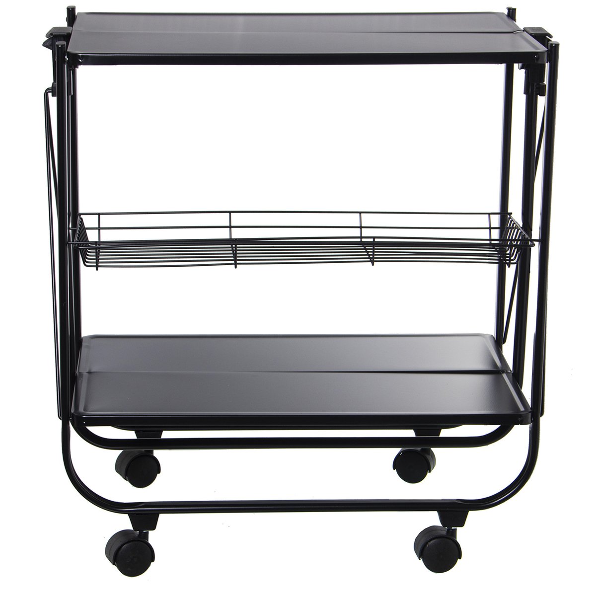Table roulante pliable en métal noir 68x40x70cm noir, WADIGA