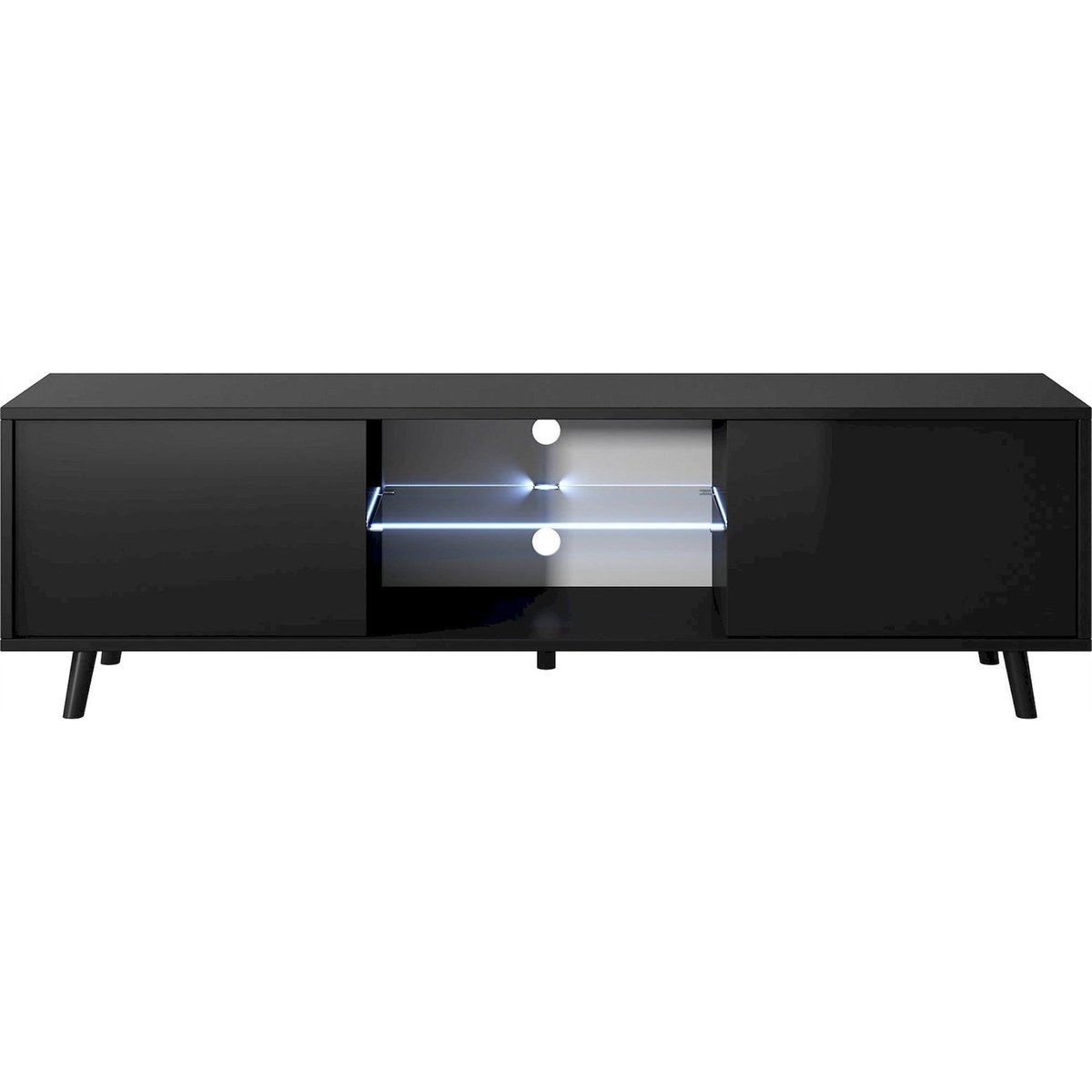 Meuble tv avec niche éclairée collection LEFYR noir mat, RECOLLECTION