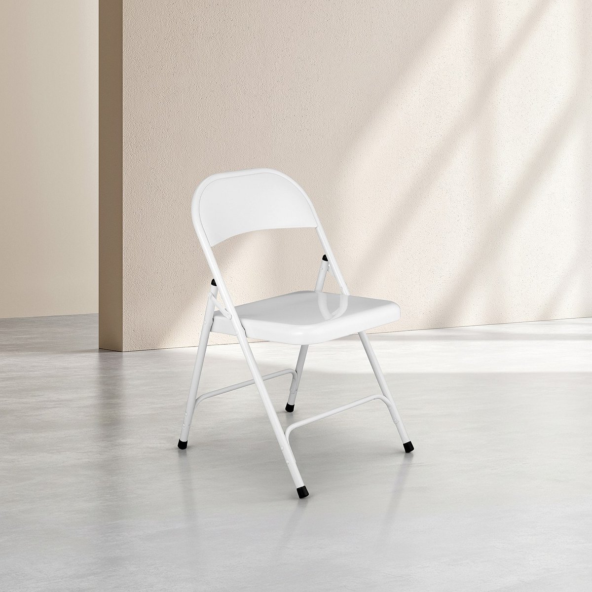 Lot de 4 chaises pliantes en acier laqué MACADAM blanc, HABITAT
