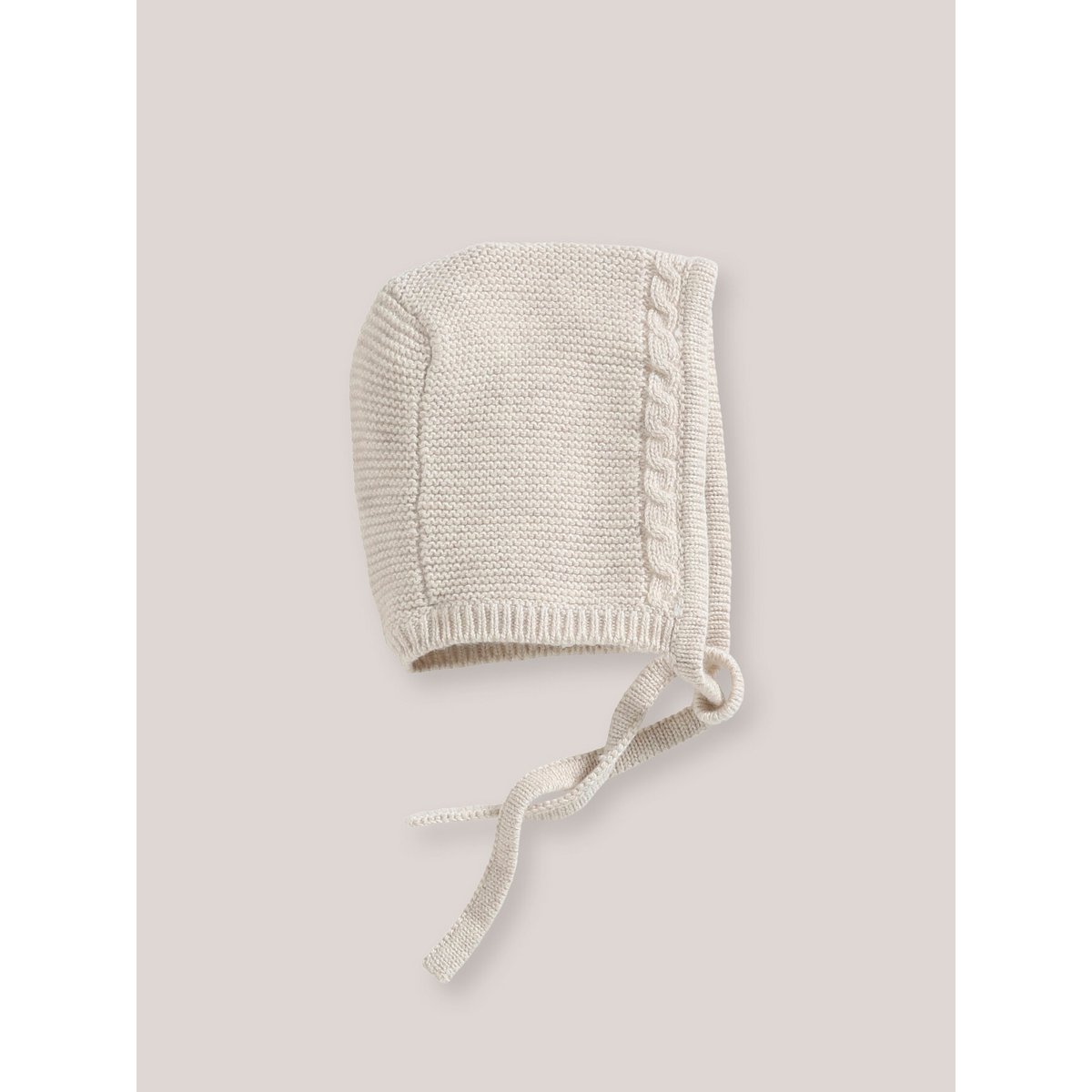 Béguin de naissance en laine et coton beige chine, CYRILLUS