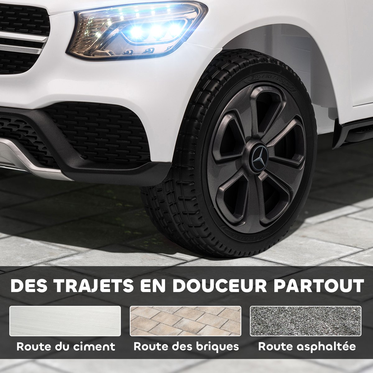 Voiture électrique à conducteur assis PP blanc, AIYAPLAY