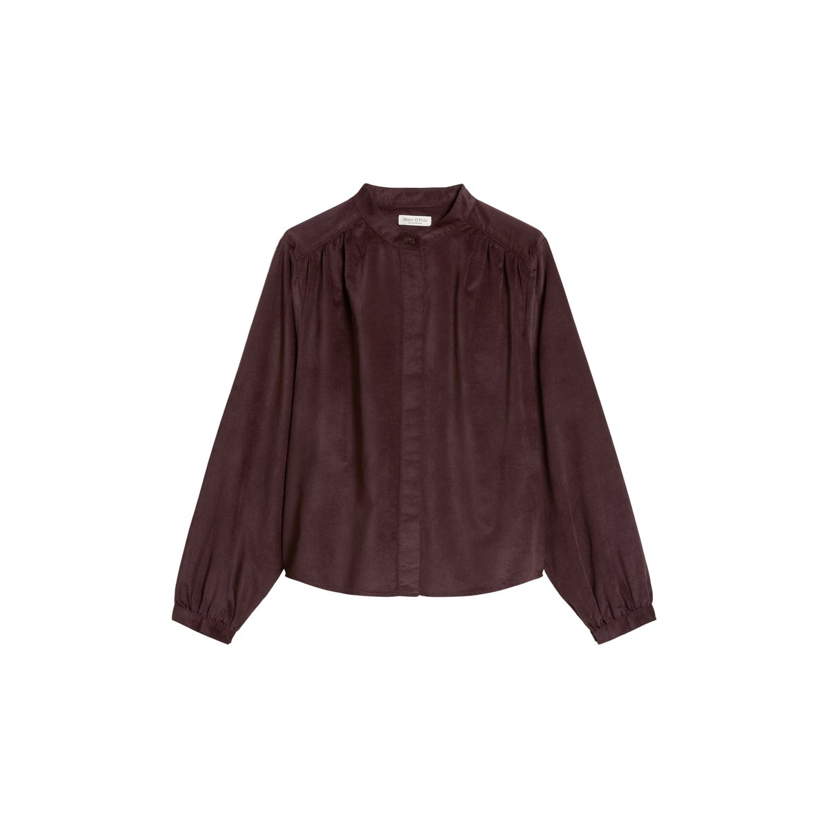 Blouse en velours loose en mélange de coton organique et de viscose rouge foncé, MARC O'POLO