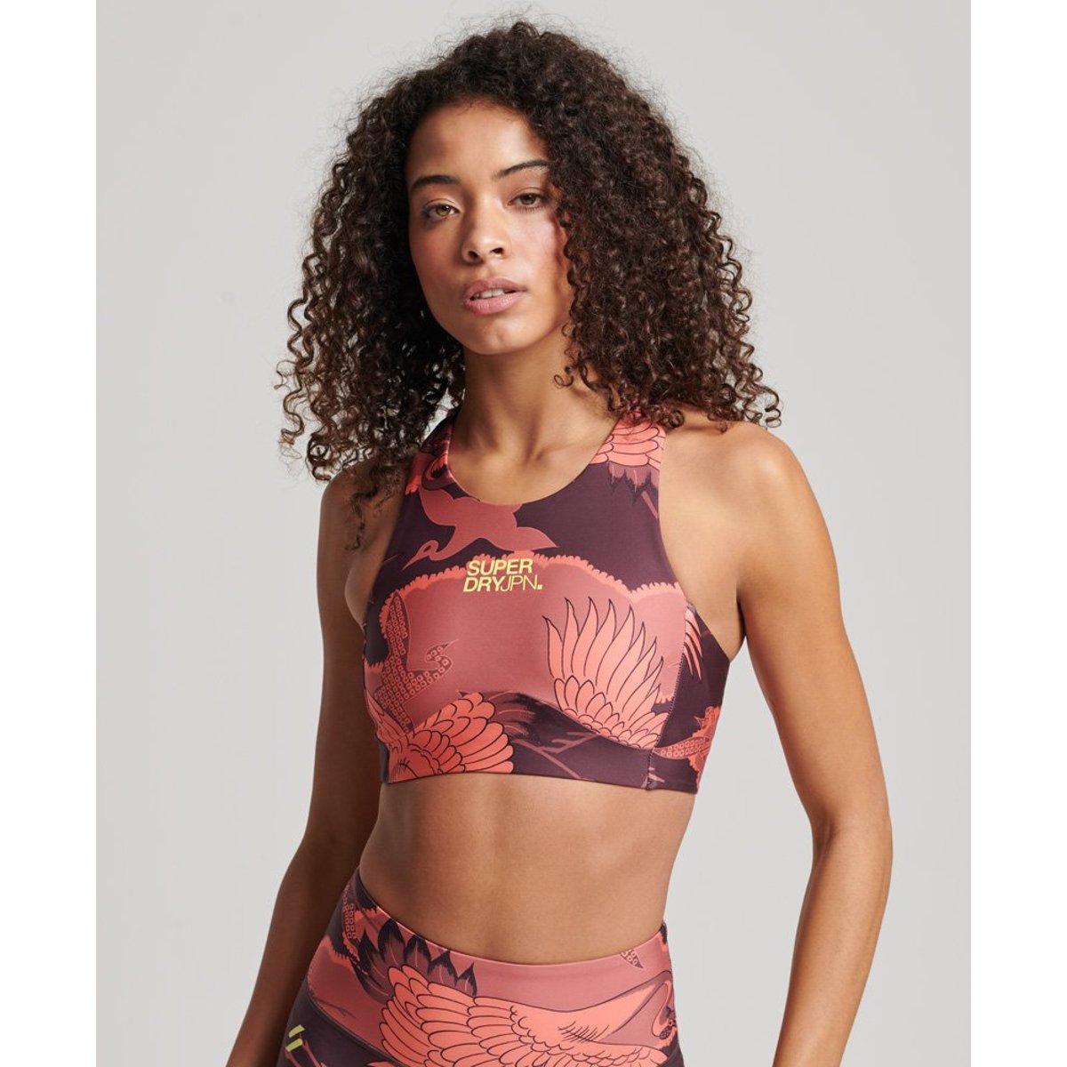 Brassière de sport Active Core imprimé tsuru japonais rouge, SUPERDRY