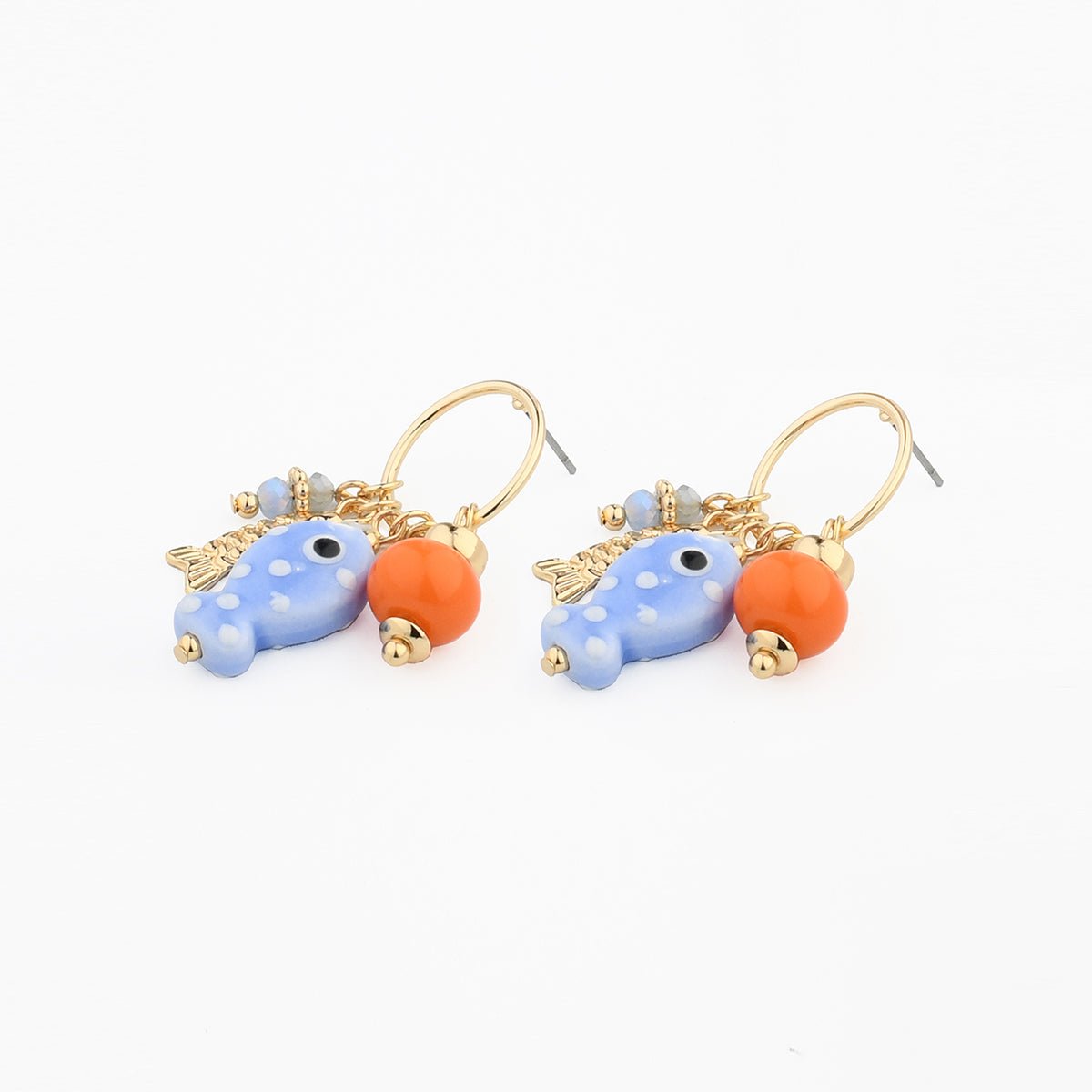 Boucles d'oreilles charms poisson céramique bleu, BALABOOSTE