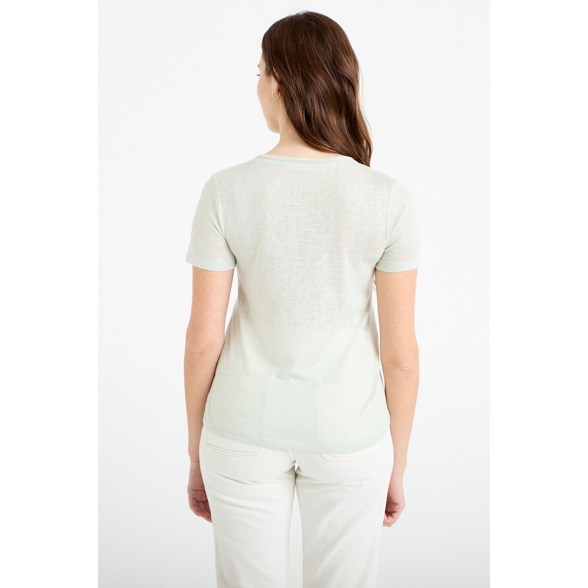 T-shirt manches courtes irisé gris argent, CACHE CACHE