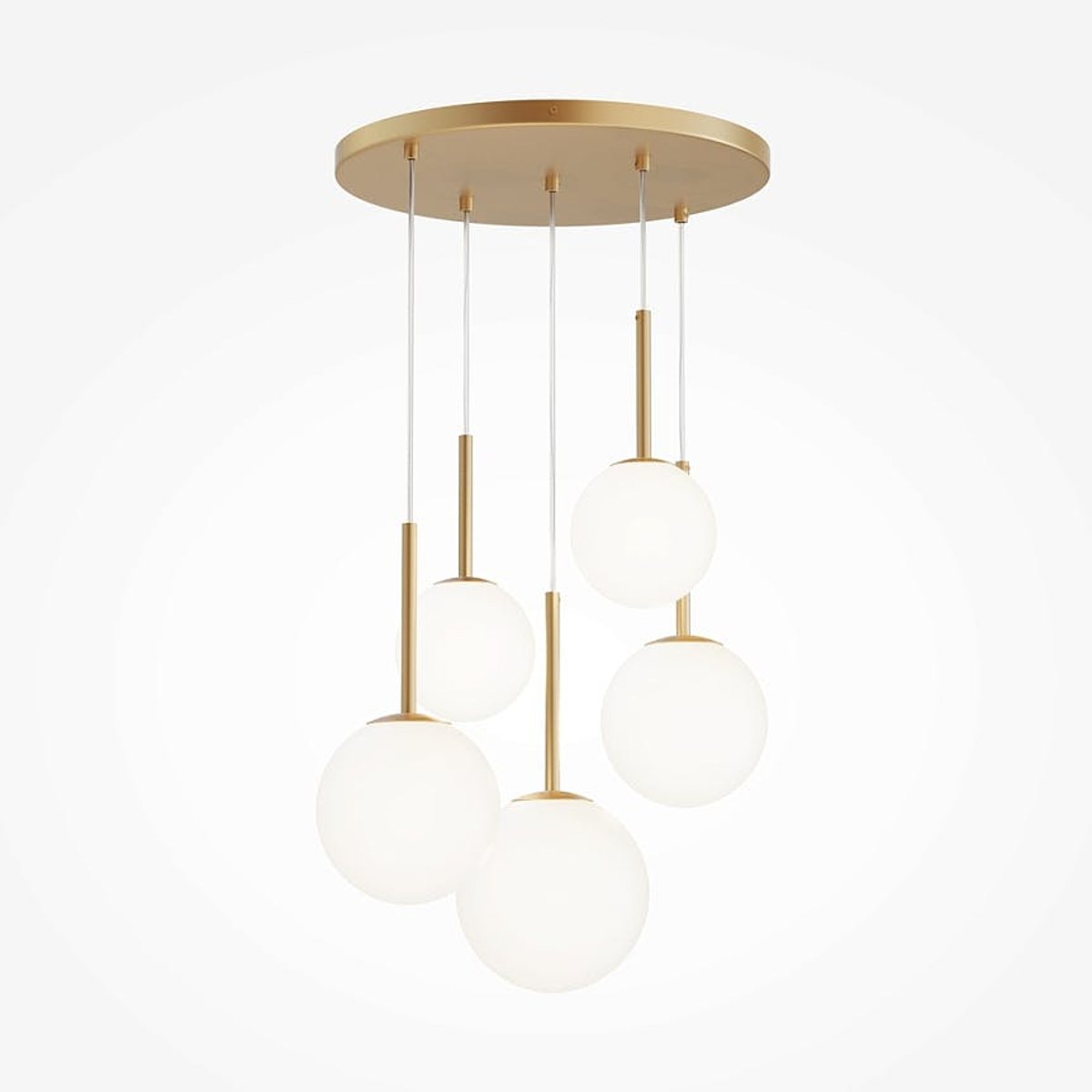 Suspension 5 globes en grappe ajustables DELTONA doré, PIER IMPORT