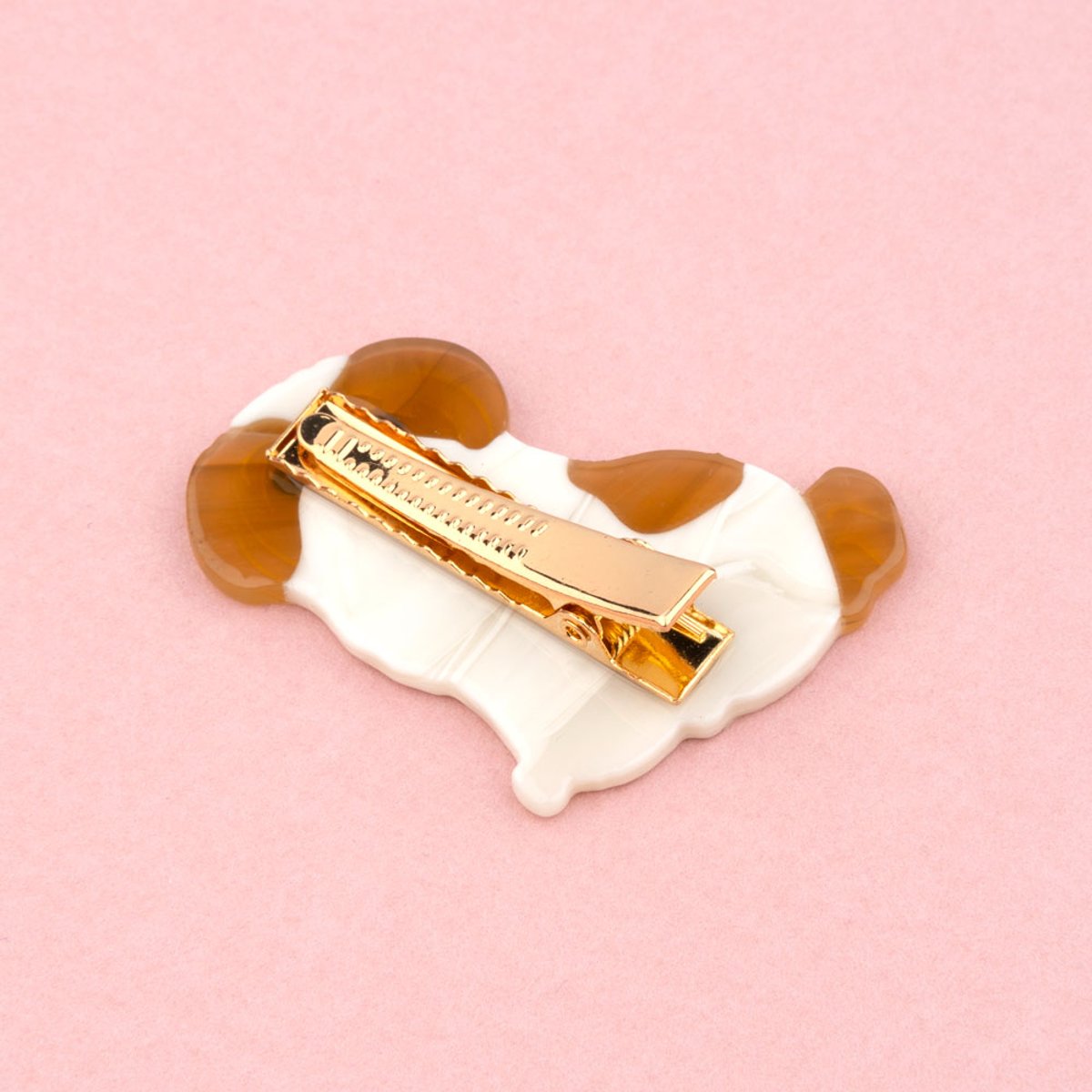Barrette SHIH TZU blanc et marron, COUCOU SUZETTE