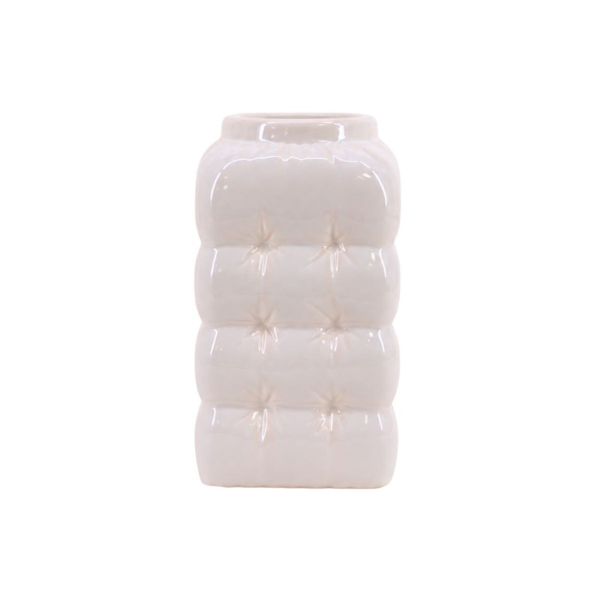 Vase design en céramique effet gonflé, H17m blanc, ORNAMI