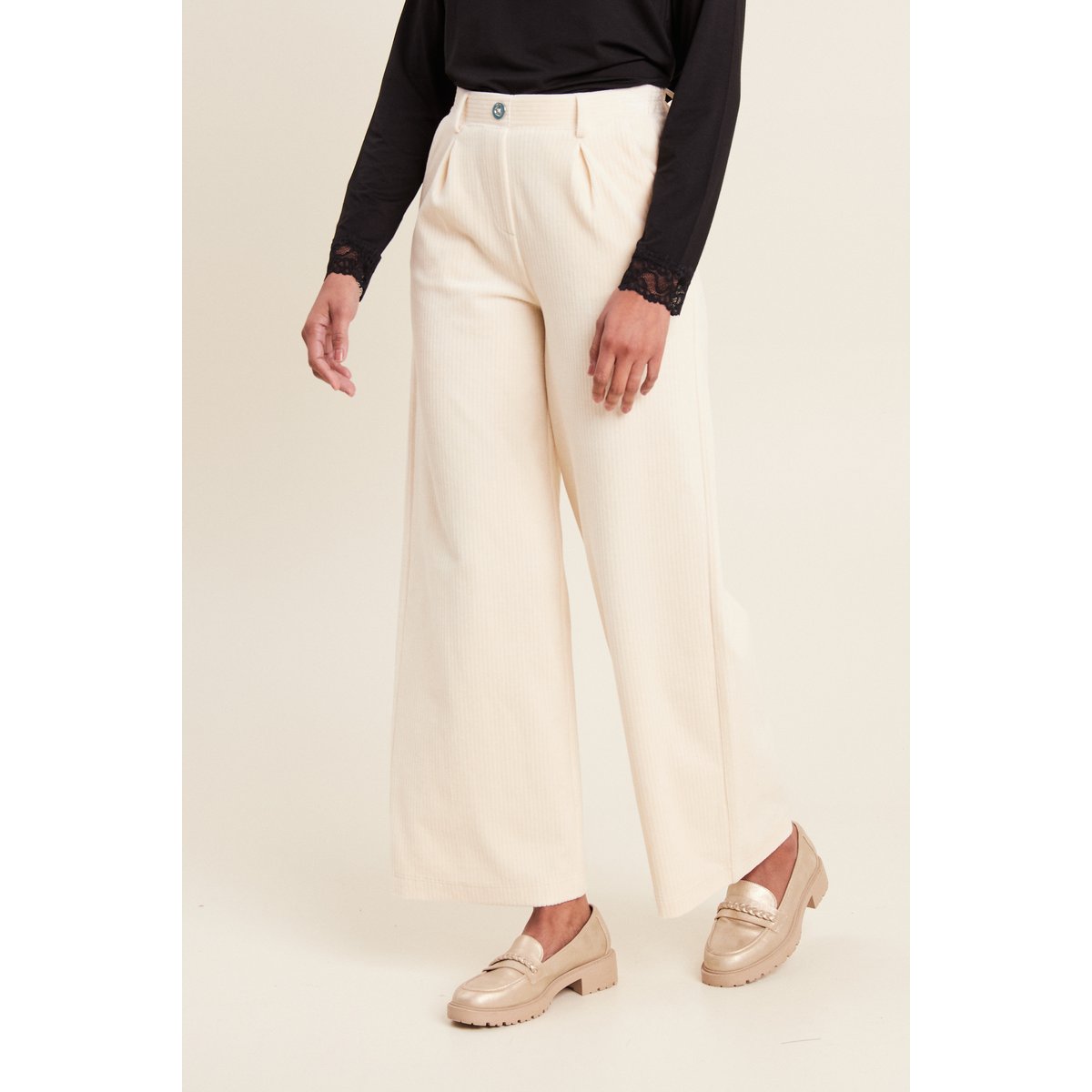 Pantalon large velours ivoire, BREAL