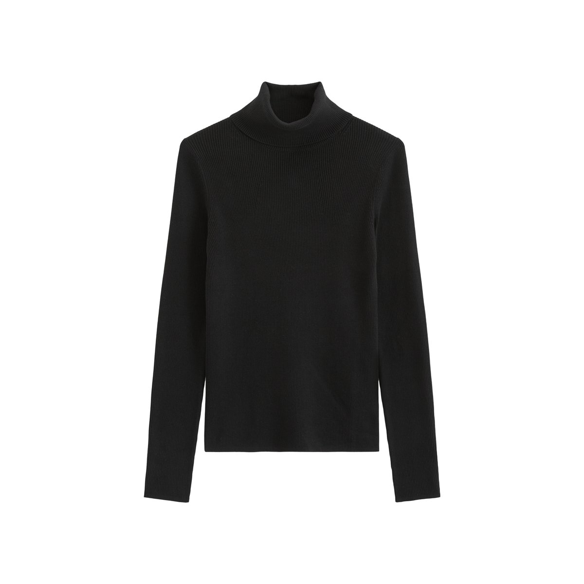 Pull à col roulé slim en coton organique noir, MARC O'POLO