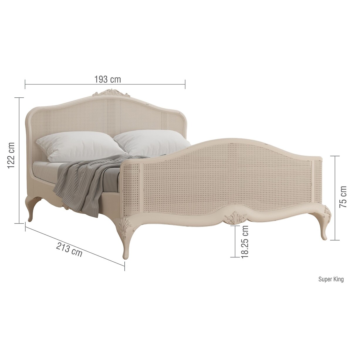 Ivory French-Vintage Rattan Bed with Footboard ivory, WILLIS & GAMBIER
