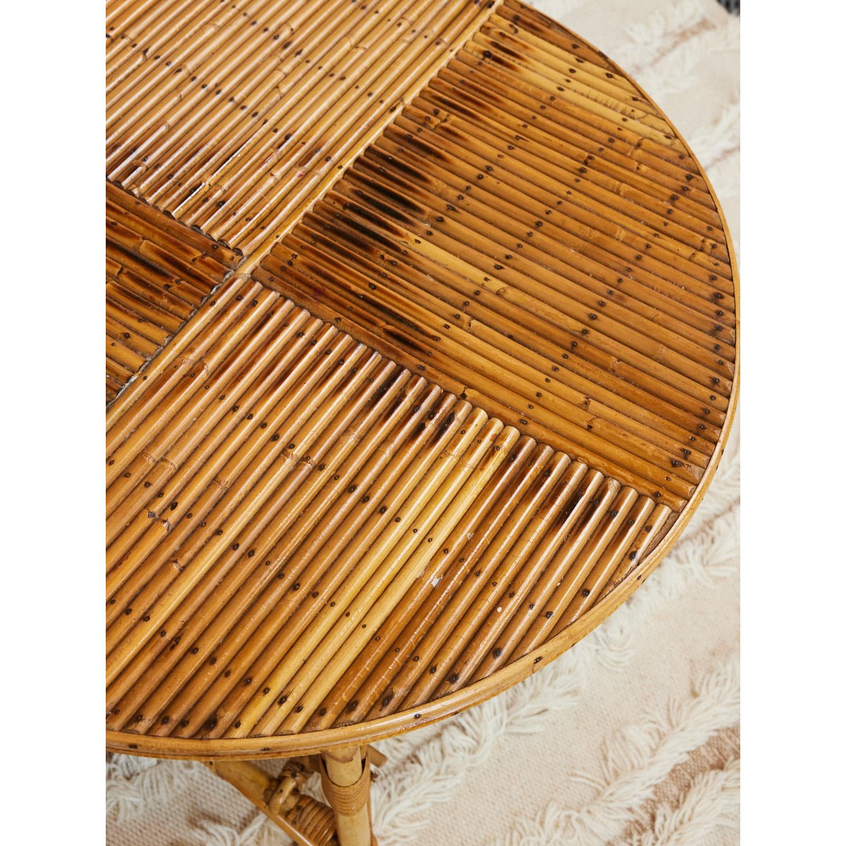 Table basse en rotin Léonie N°1020 - Bon état bois clair, DEBONGOUT