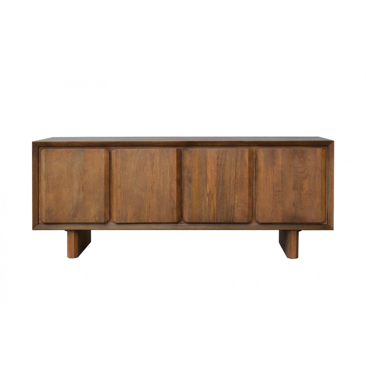 Buffet bas en bois massif 4 portes 200 cm, BELLECOUR marron foncé, BOBOCHIC