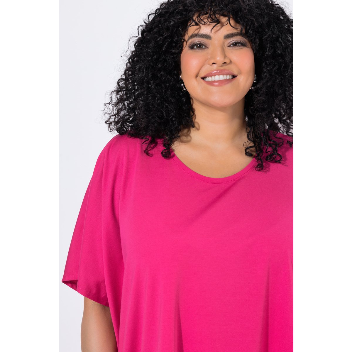 T-shirt, ourlet asymétrique, oversize rose vif, ULLA POPKEN