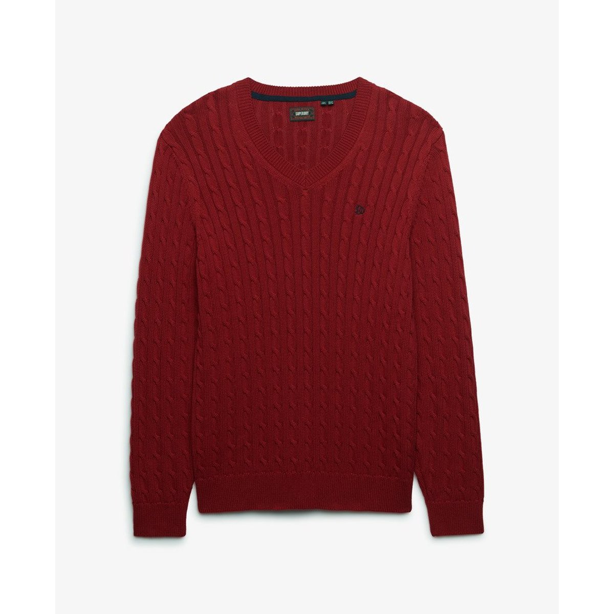 Pull à Câbles Col V Oversize rouge bordeaux, SUPERDRY
