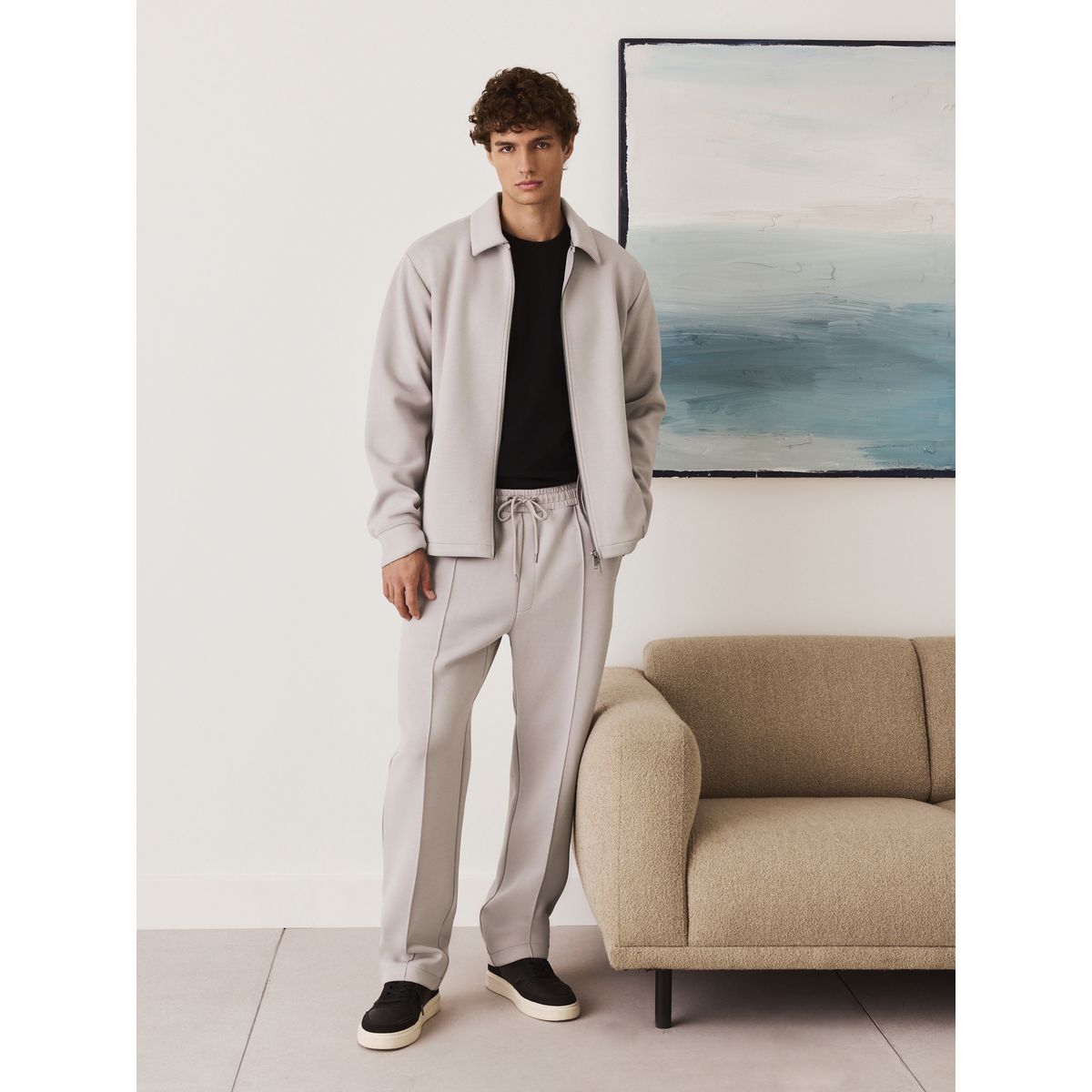 Veste-chemise zippée en néoprène doux gris glacé, NEXT