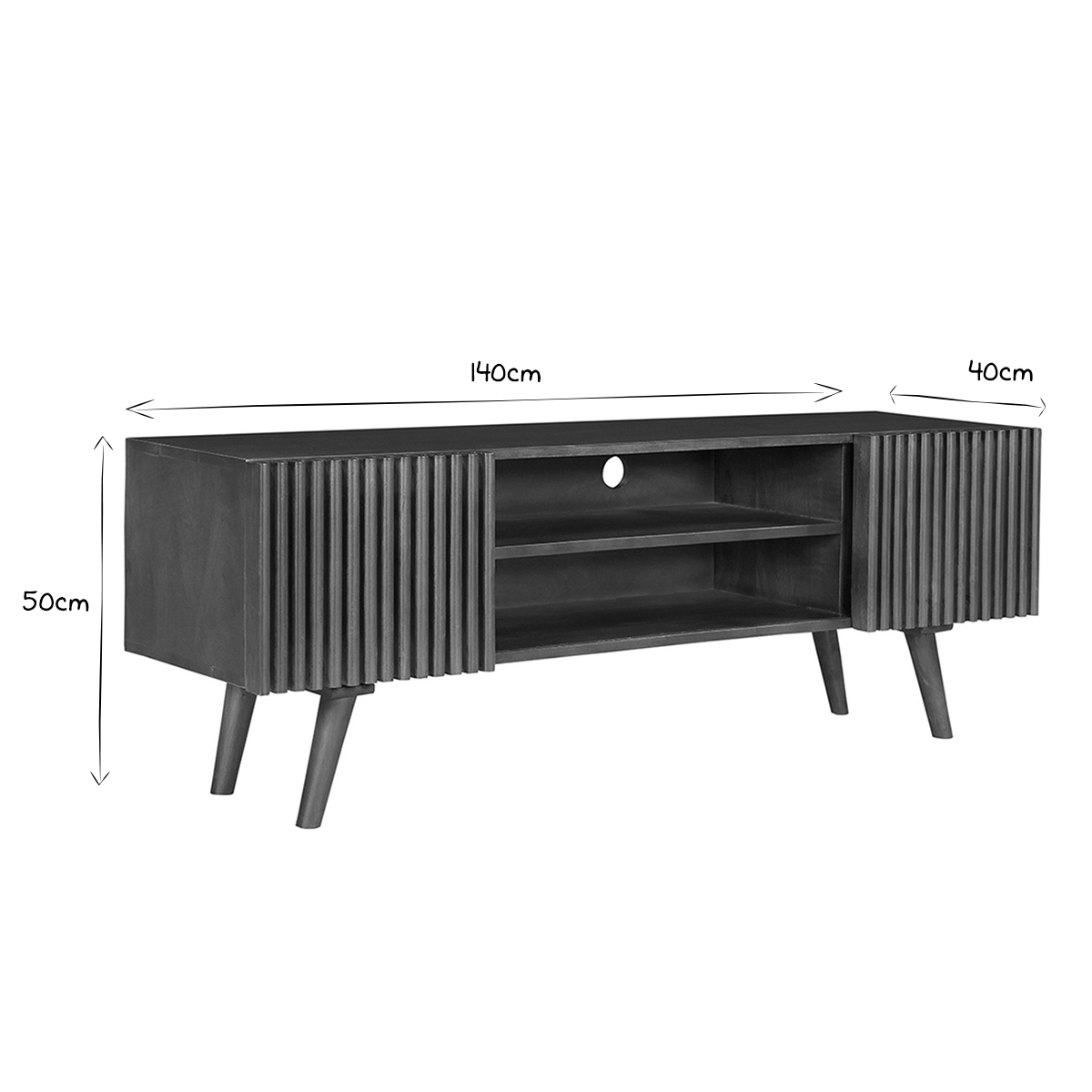 Meuble TV avec portes coulissantes L140 cm ALBA noyer, MILIBOO