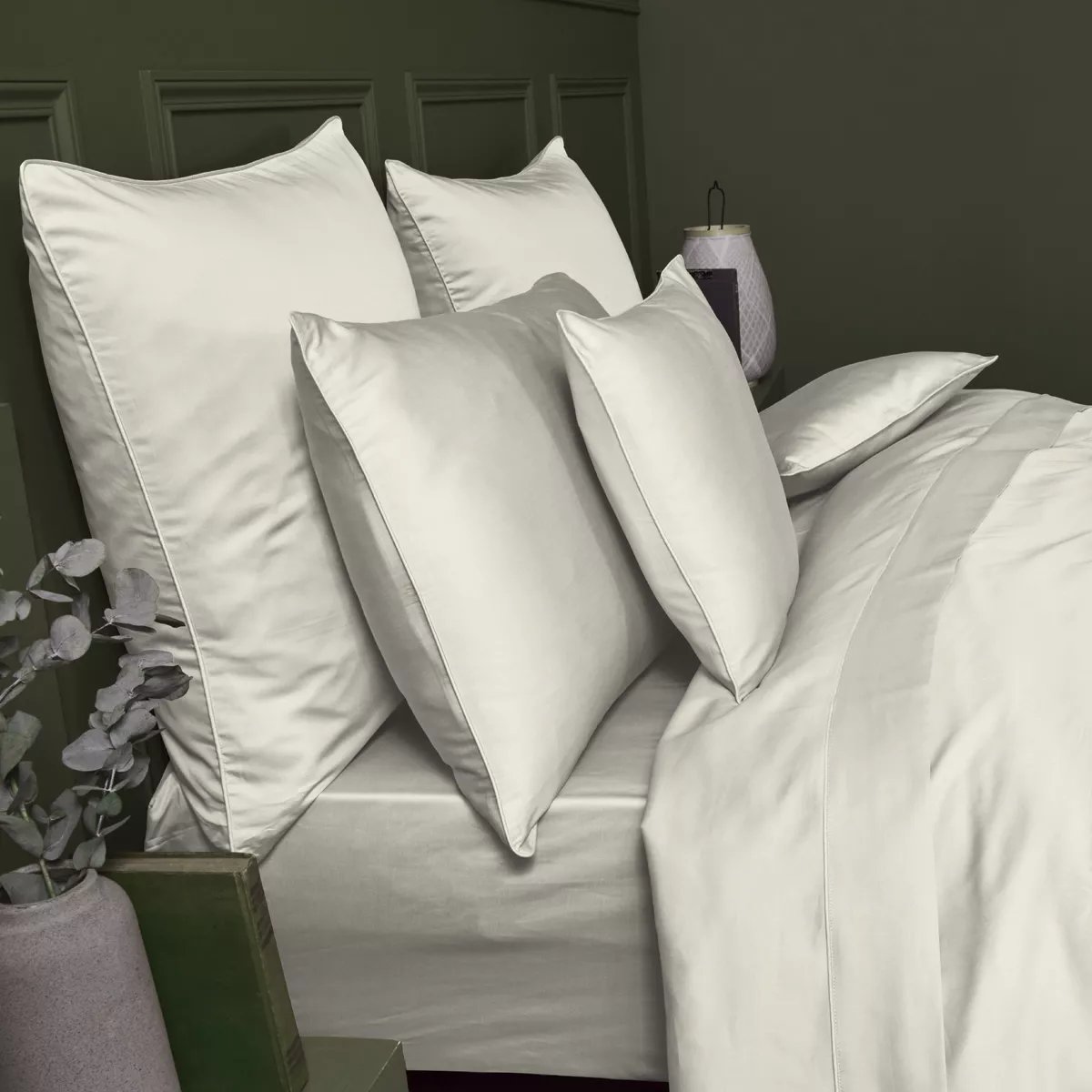 Drap plat satin de coton AVA UNI angora, GARNIER THIEBAUT
