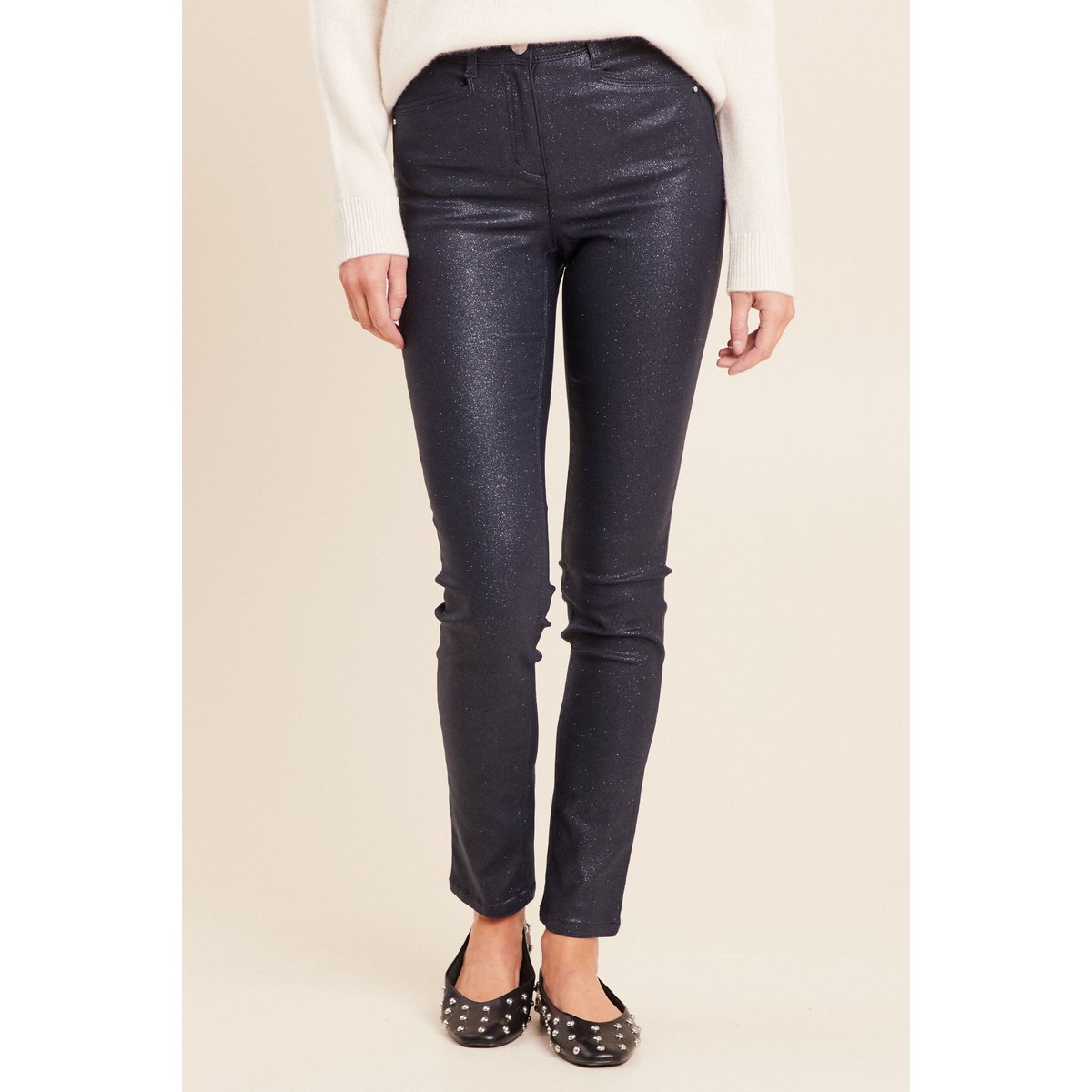 Pantalon irisé en similicuir bleu foncé, BREAL