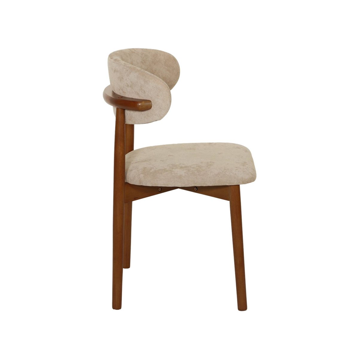 Chaise bois d'hévéa noyer et tissu chenille (lot de 2) PAOLA taupe, SWEEEK