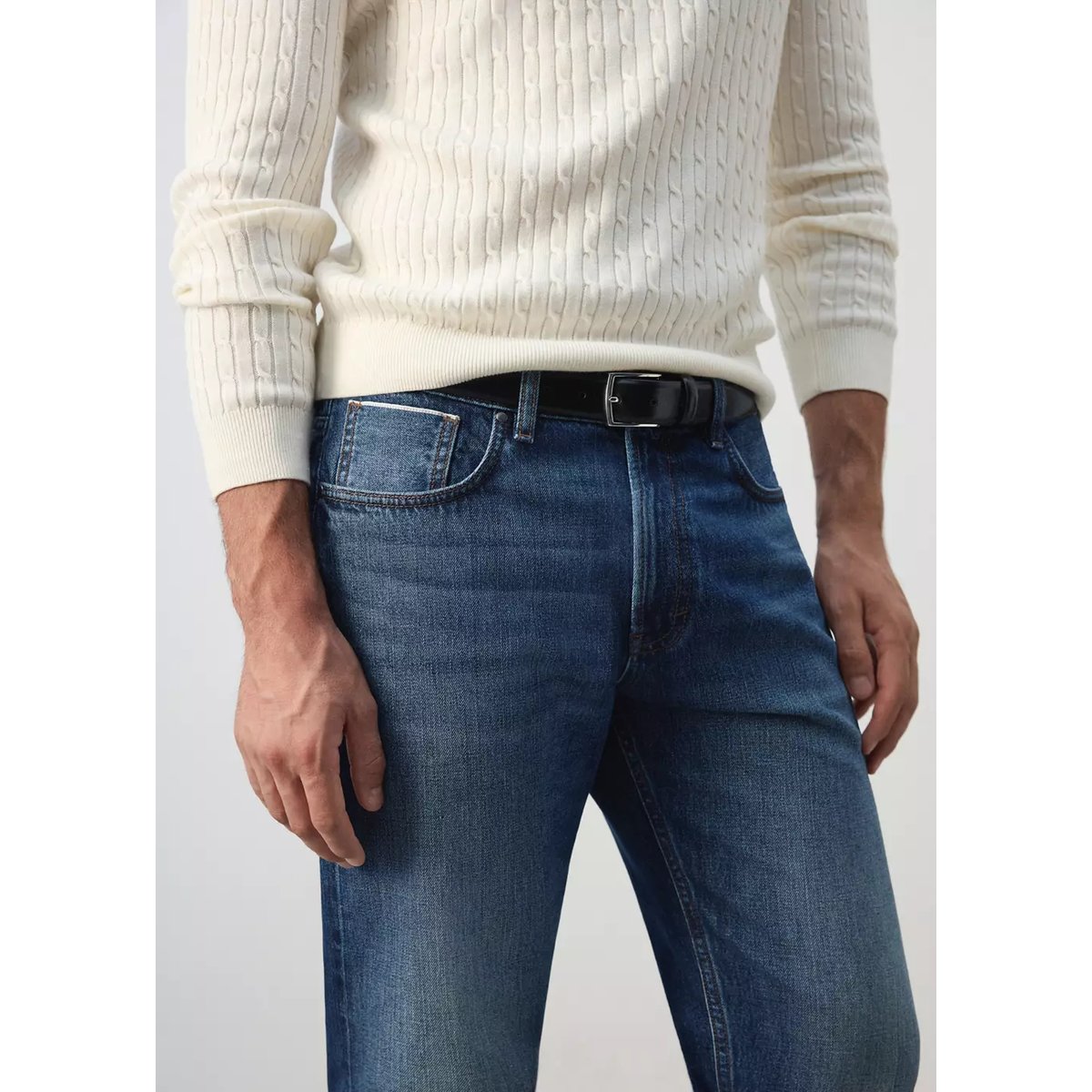 Jean regular fit 100 % coton bleu moyen, MANGO MAN