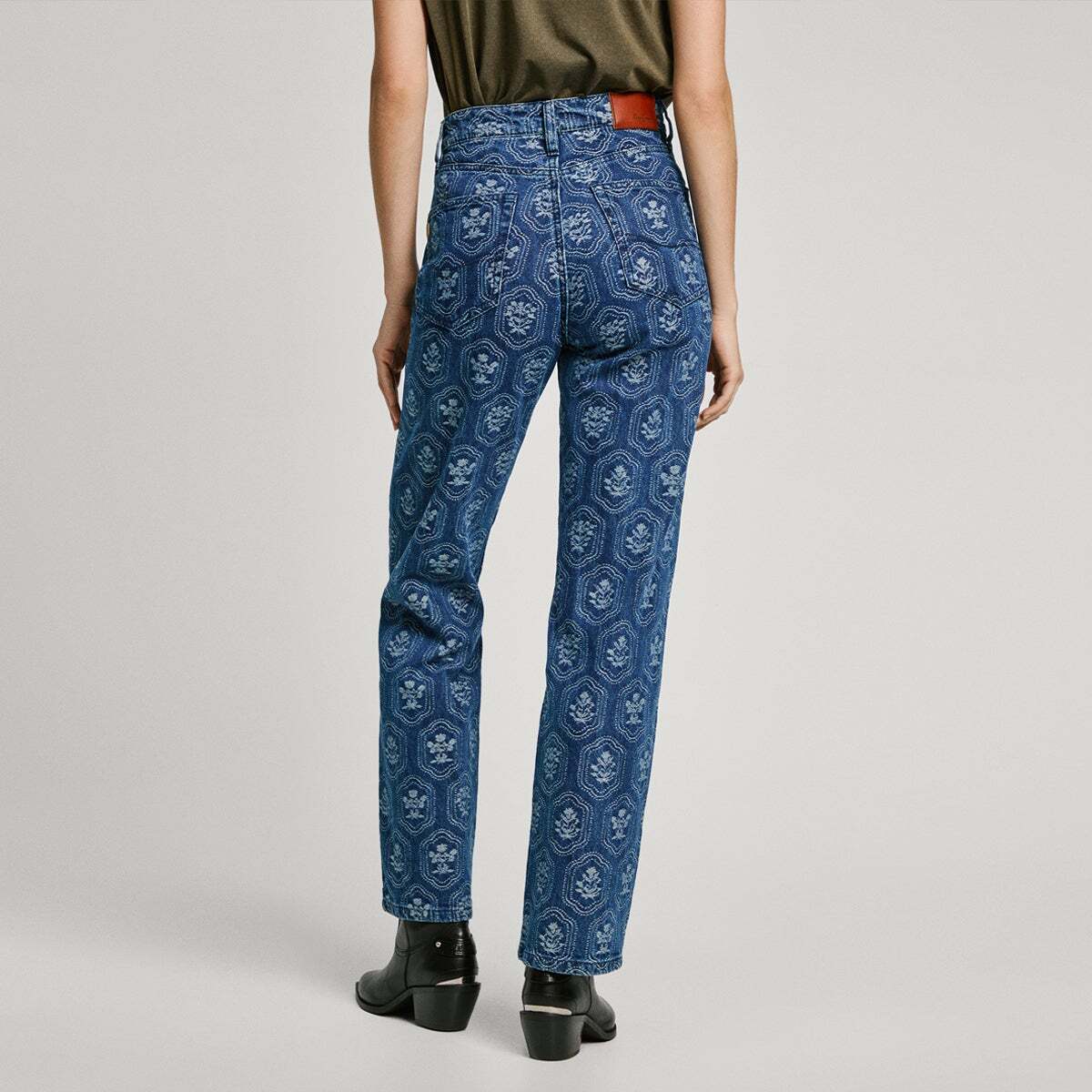 Jean Coupe Regular, Taille Haute 10 oz wallpaper jacquard denim, PEPE JEANS