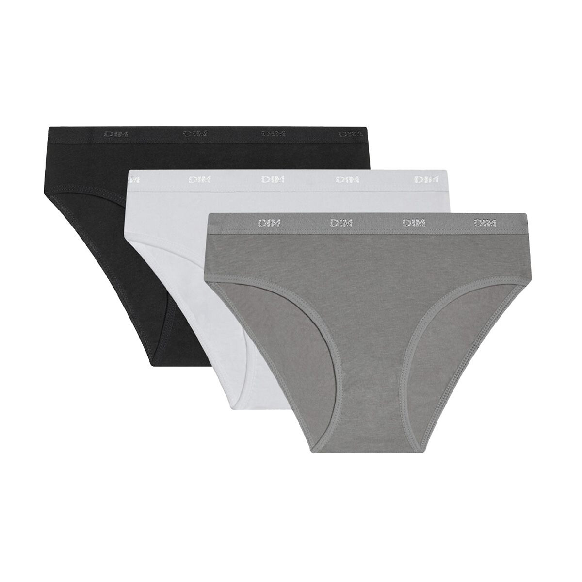 Lote de 3 cuecas preto/branco/cinzento, DIM
