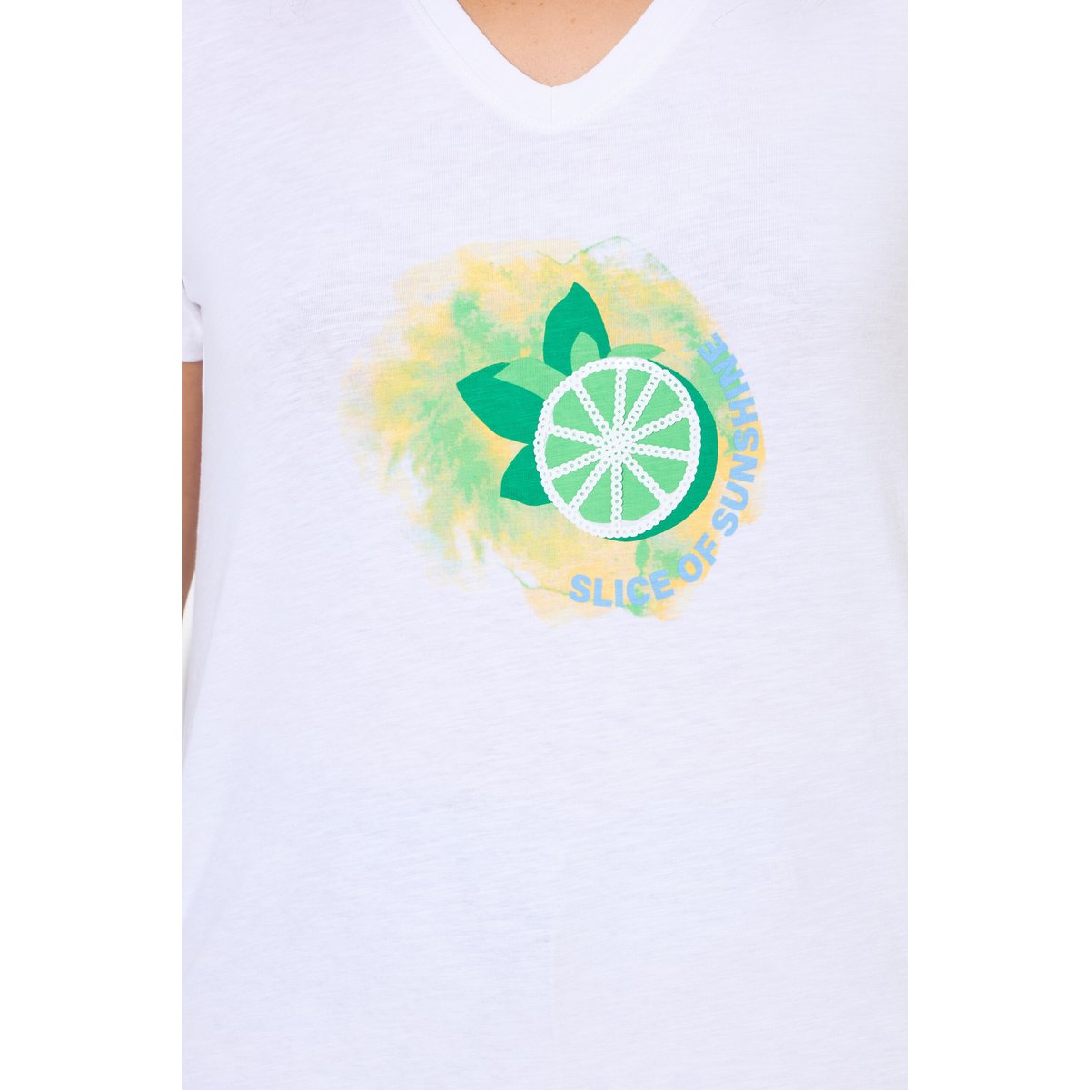 T-shirt, motif citrons. Manches courtes blanc neige, ULLA POPKEN