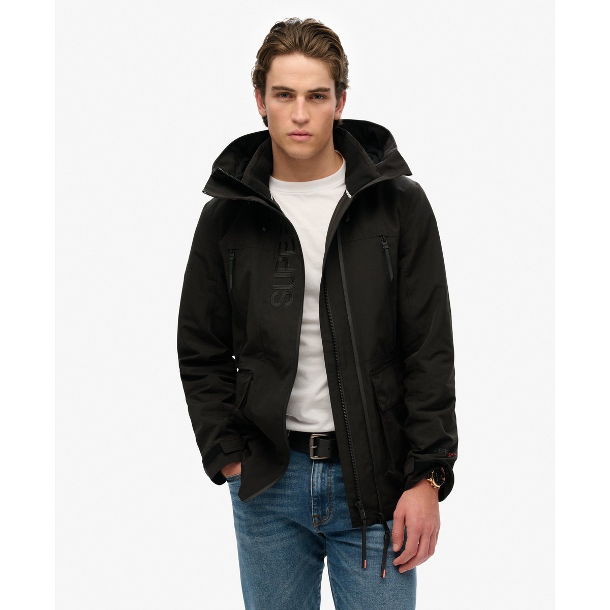 Coupe-vent à capuche brodé Ultimate noir, SUPERDRY