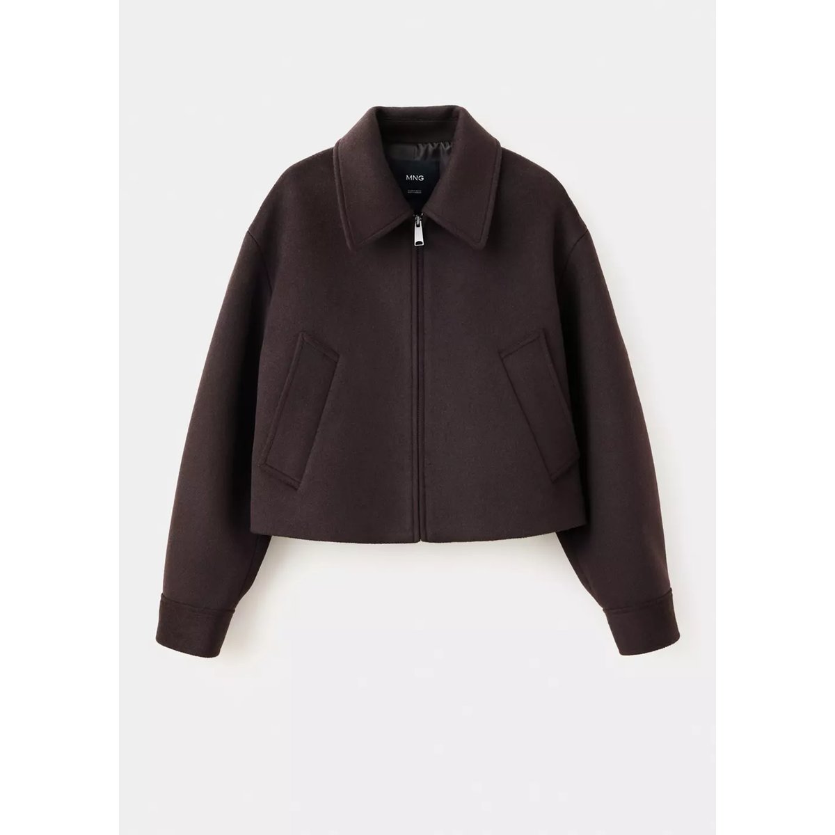 Veste bomber laine chocolat, MANGO