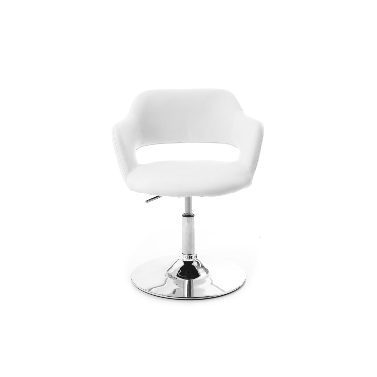 Fauteuil pivotant design blanc et acier chromé JESSY blanc, MILIBOO