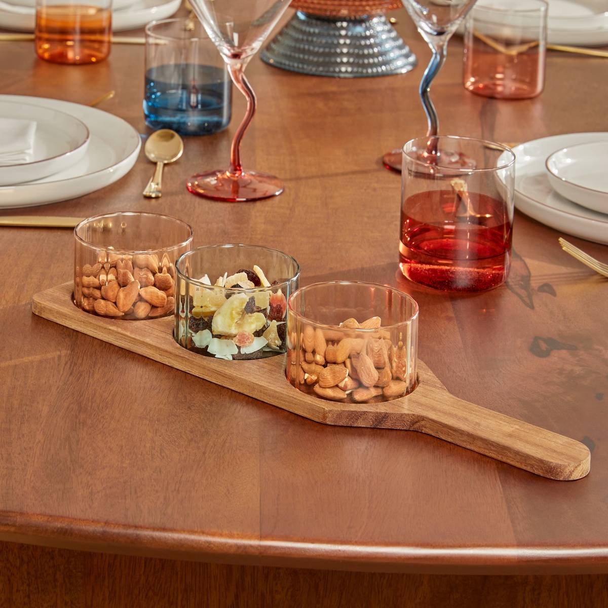 Service apéritif 4 pièces en verre borosilicate HOMY rose, ATMOSPHERA
