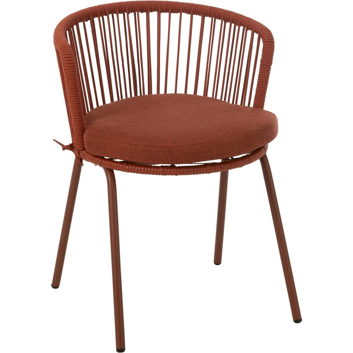 Chaise dossier enveloppant en corde et acier rouge, RECOLLECTION