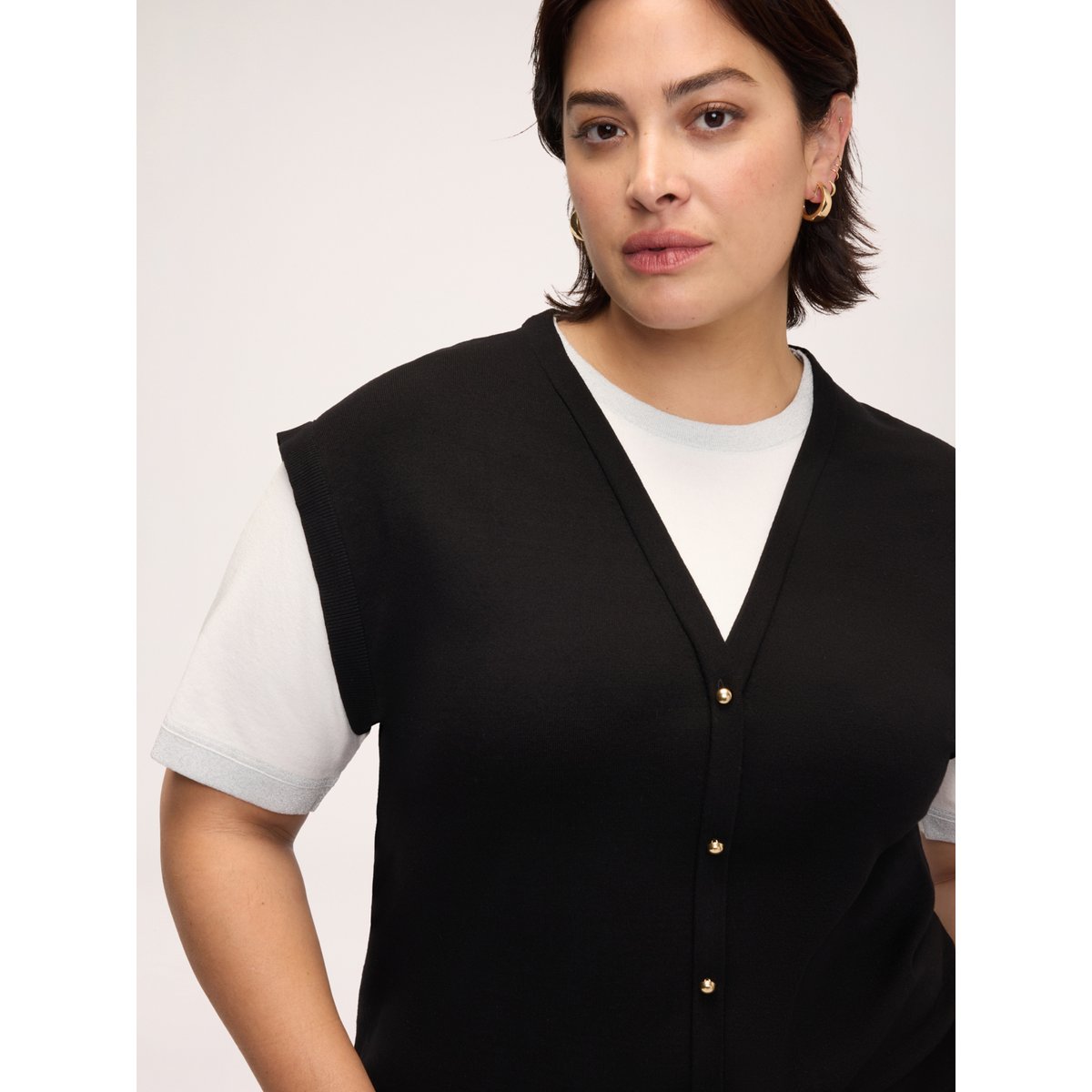 Gilet avec T-shirt combiné noir, FIORELLA RUBINO