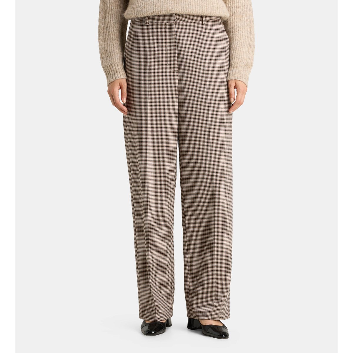 Pantalon droit ferney car coton beige marron, GALERIES LAFAYETTE