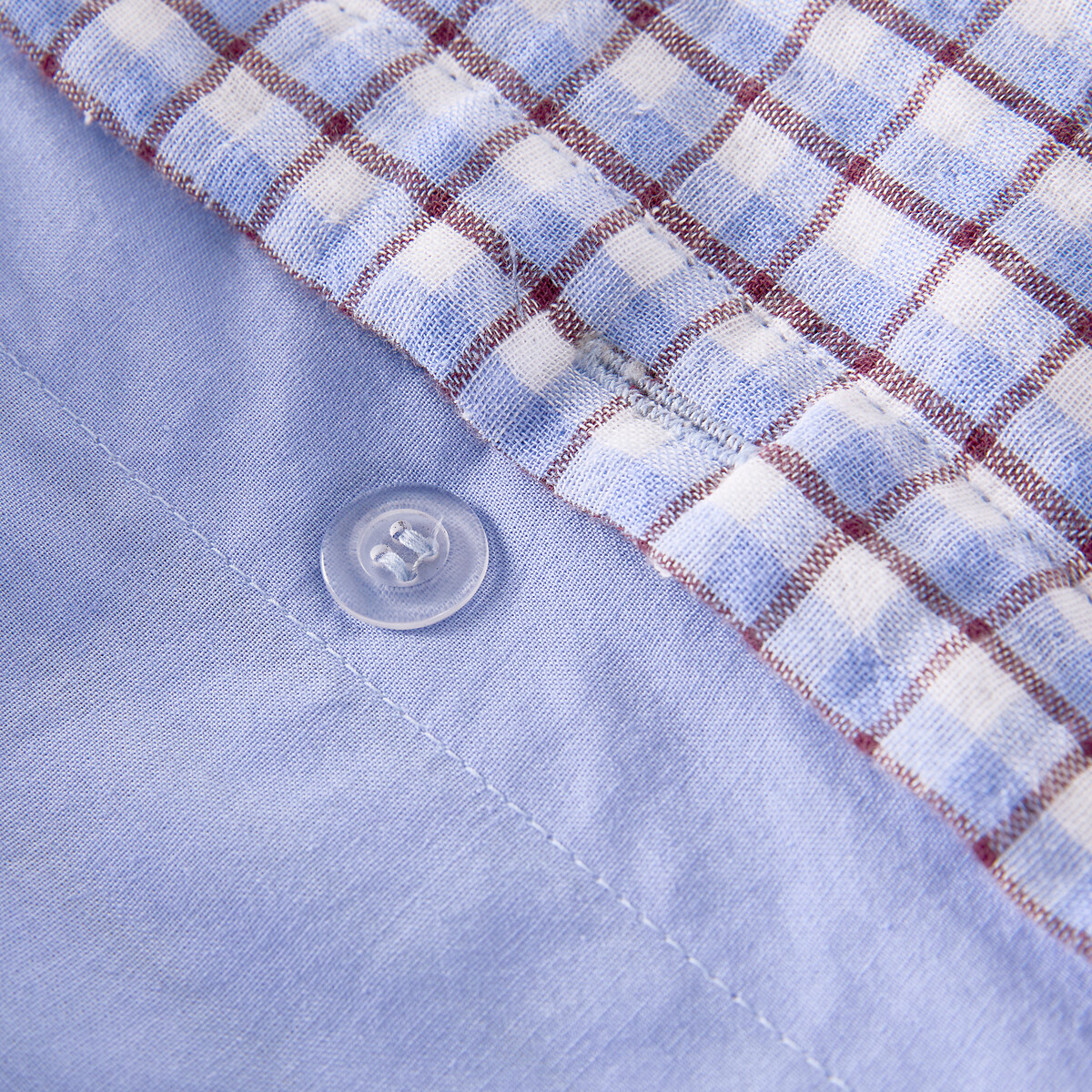 Ninon Duvet Cover in Washed Cotton/Cotton Muslin blue gingham check, LA REDOUTE INTERIEURS
