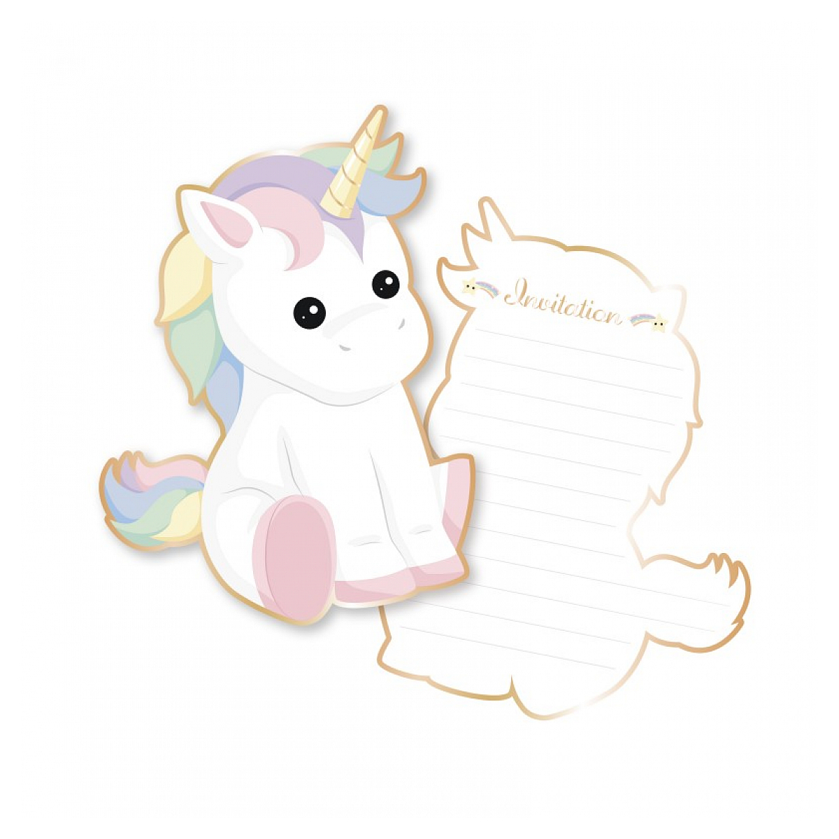 set de 8 invitation babylicorne couleur unique, PARTY PRO