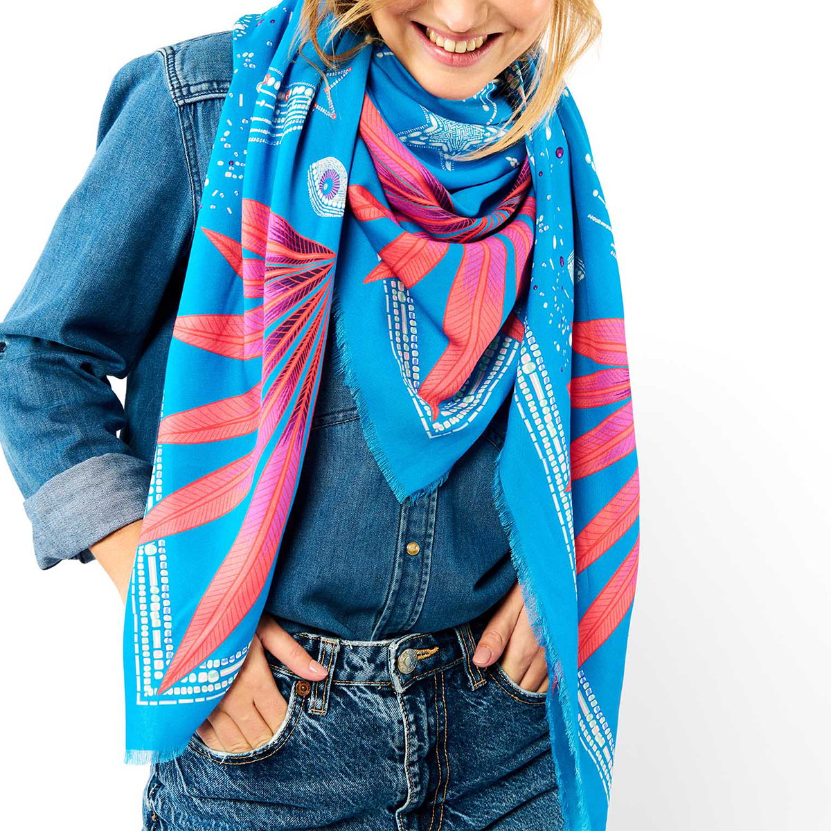 Foulard imprimé COMETE bleu, WILD