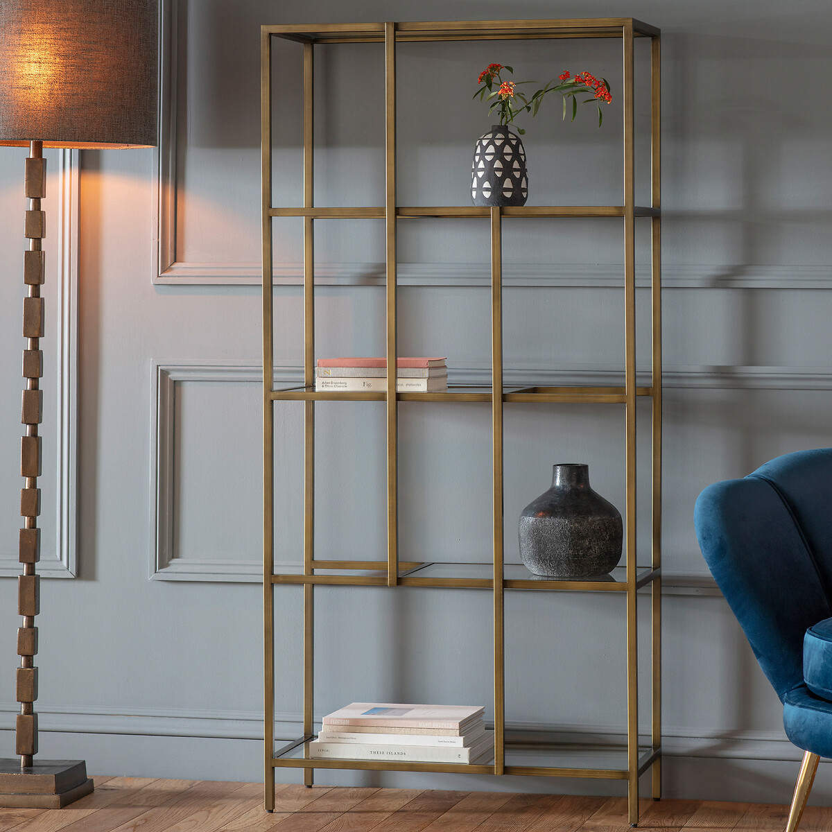 Aligarh Luxe Smoked Glass & Metal Display Unit bronze, SO'HOME
