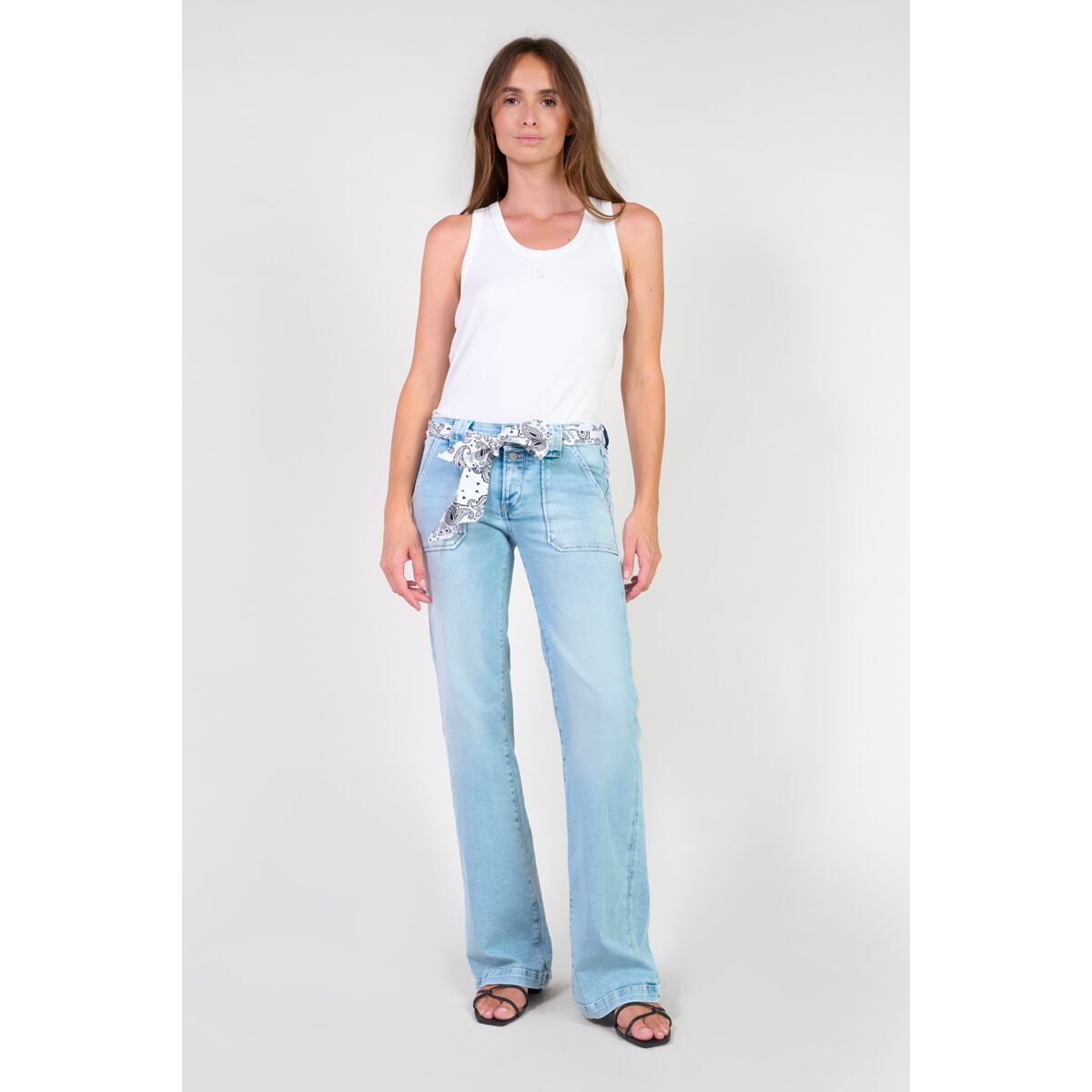 Jeans flare , longueur 34 blue, LE TEMPS DES CERISES