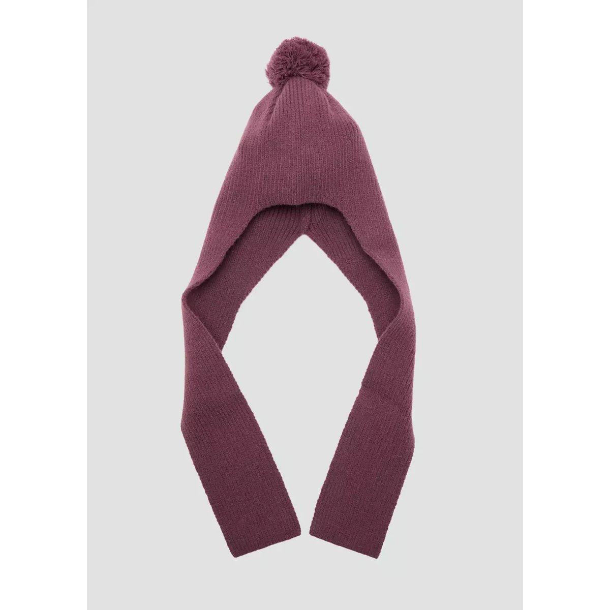 Bonnet en maille avec pompon et cache-oreilles lie de vin, MANGO BABY