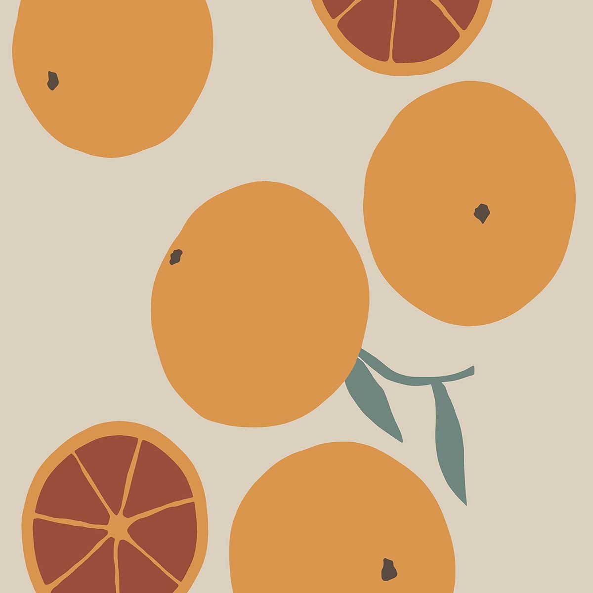 Affiche  orange fraiche affiche + cadre en bois - noir, HEXOA