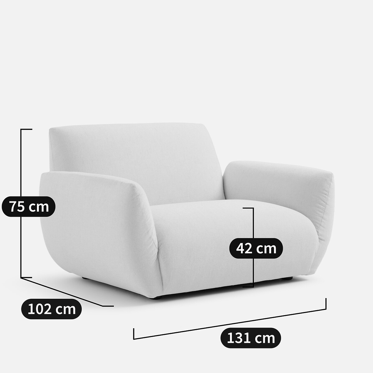 Fauteuil, en toile chinée, SPOGANO ivoire, AM.PM