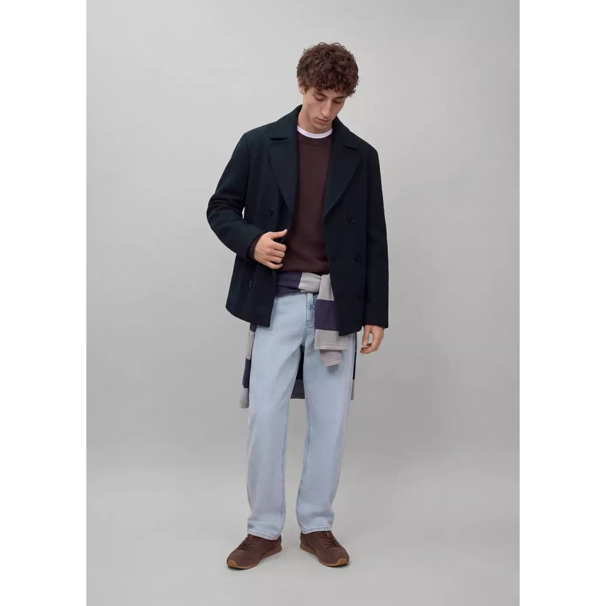 Manteau à double boutonnage croisé bleu marine, MANGO TEEN