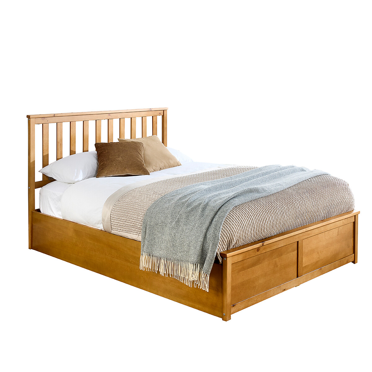 Pine Wood Shaker Ottoman Storage Bed polished pine, ASPIRE