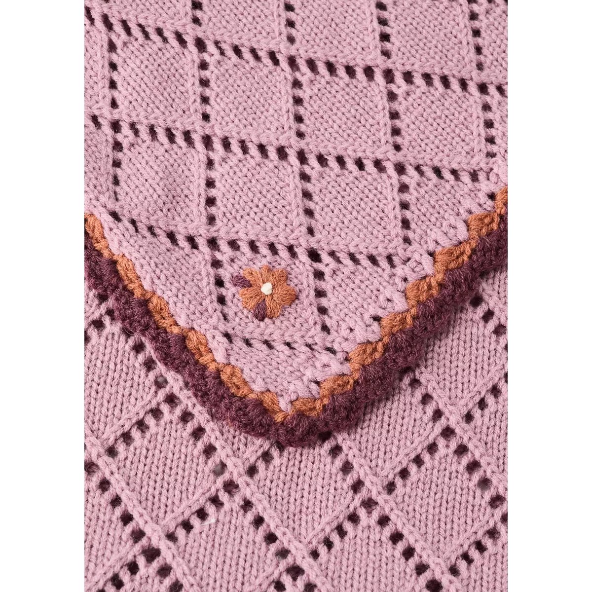 Plaid en maille à motif floral en mélange de laine violet clair/pastel, MANGO HOME