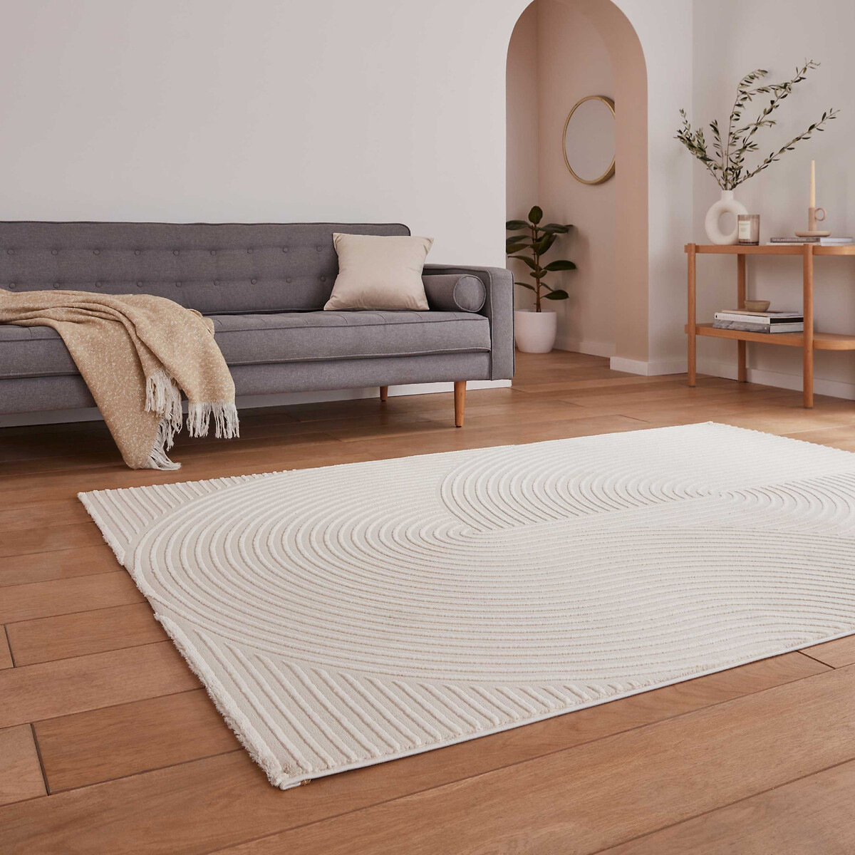Abstract Spiral Super Soft Washable Rug cream, SO'HOME