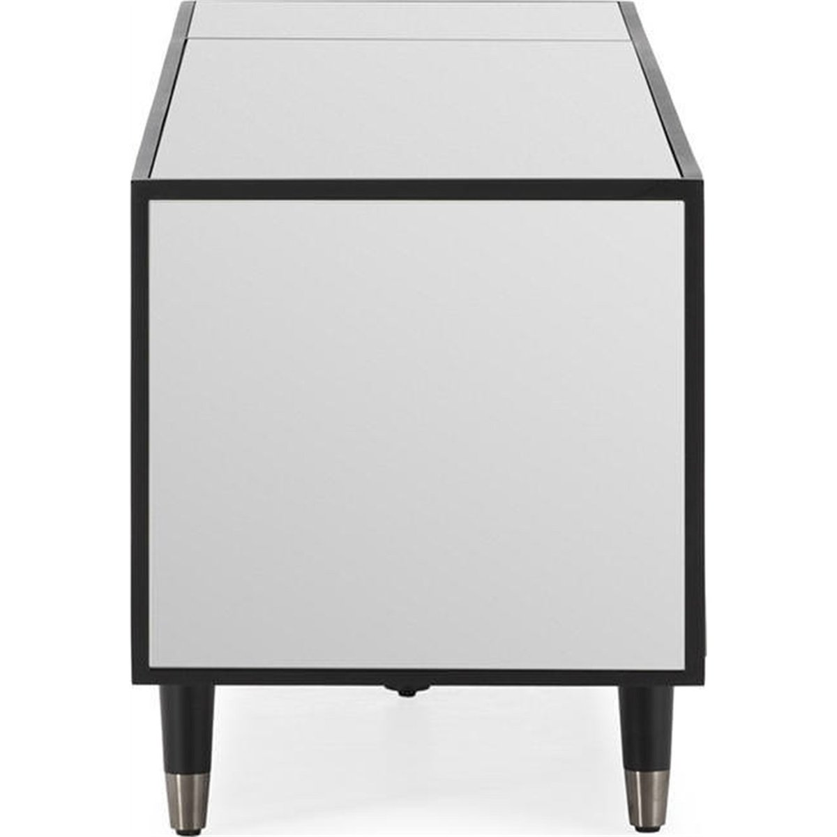 Meuble tv avec miroir, 6 Tiroirs noir et miroir fumé, RECOLLECTION